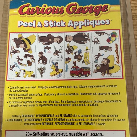 PBS Kids Curious George Peel and Stick Appliques Removable Reusable Wall Decals - Picture 6 of 7
